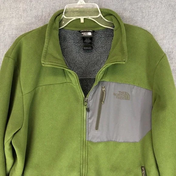 The North Face Full Zip Sweater XL Extra Large Long Sleeve Logo Green Men's - Picture 3 of 13